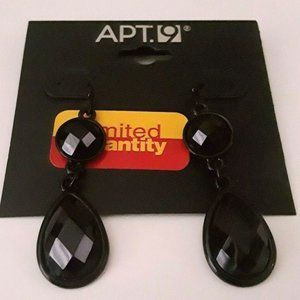 APT 9 Black Simulated Crystal Multifaceted Drop Earrings